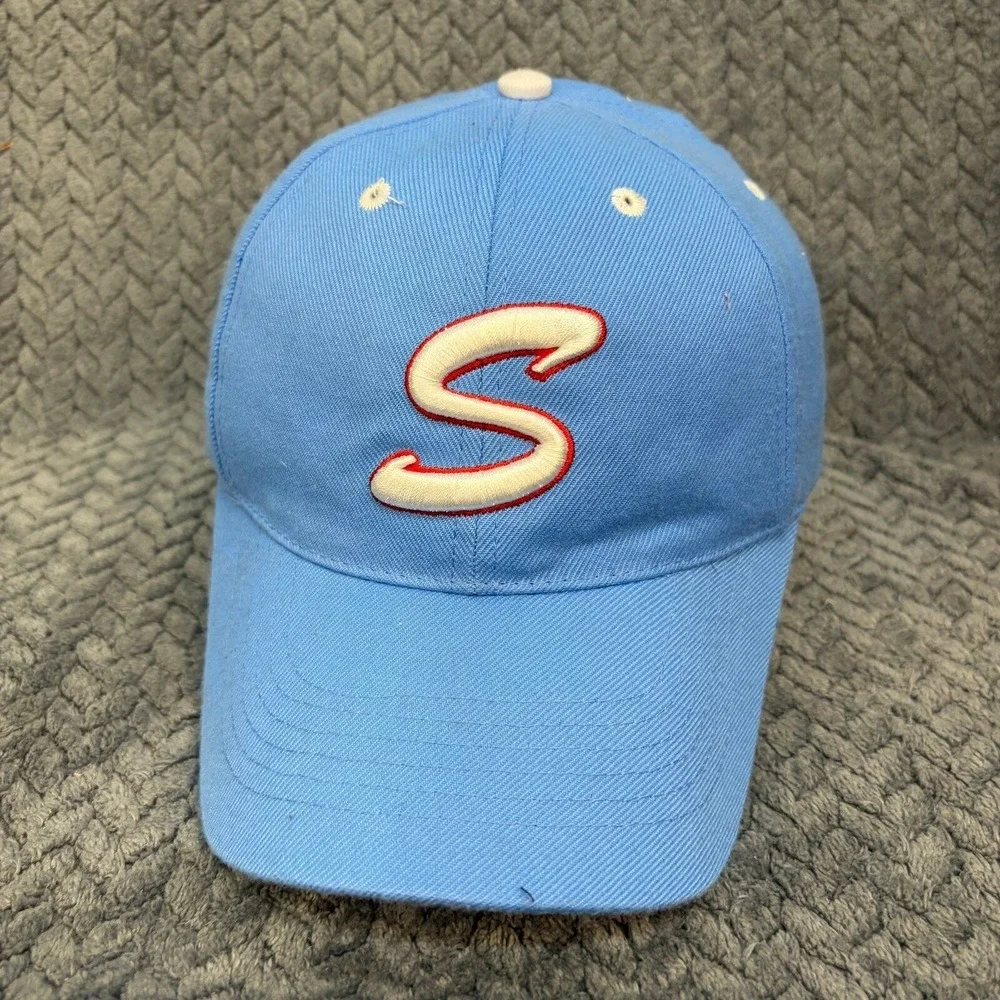 TC&B Elite Series Light Blue Fitted Baseball Hat Size 7 1/8 S Logo Character